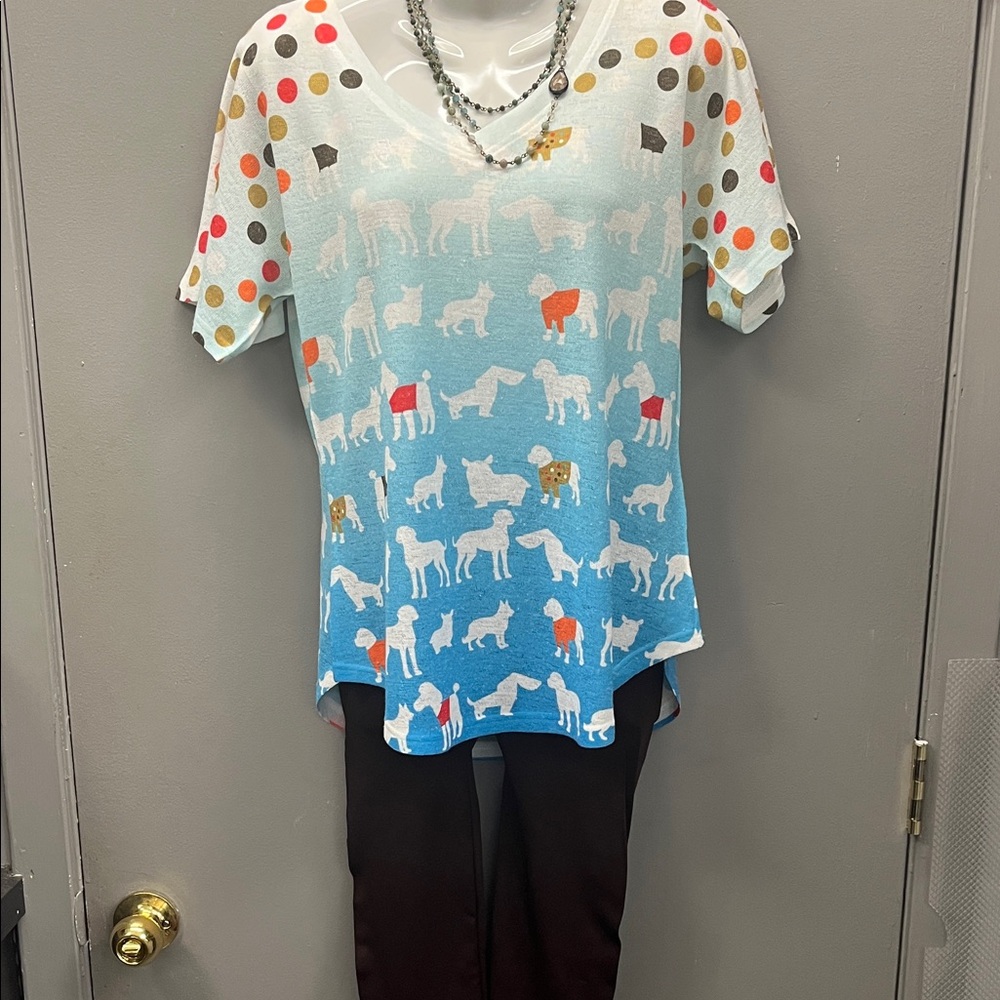 Colorful Dog Print Women's Blouse—Make an OFFER